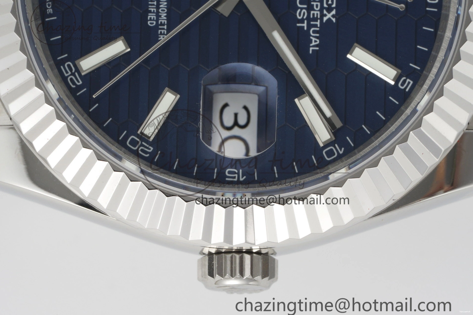 Bracelet Steel JDF DateJust on SS Dial Blue V2 VR3235 41 904L Oyster Textured 0309